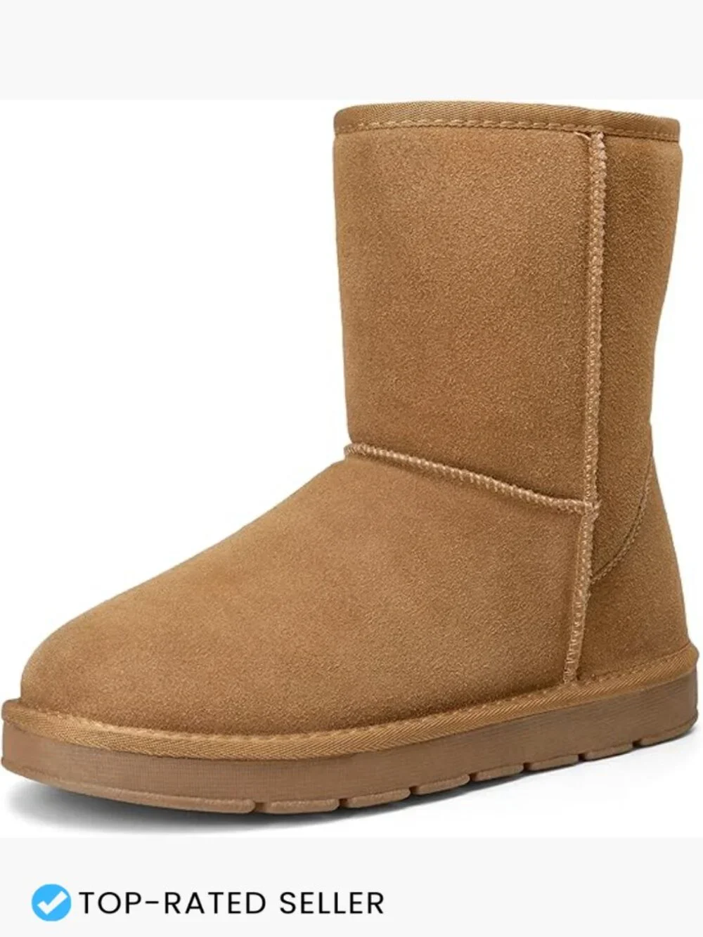 Faux Fur Lined Suede Snow Boots Men's Winter Mid-Calf Slip-On Water Resistant